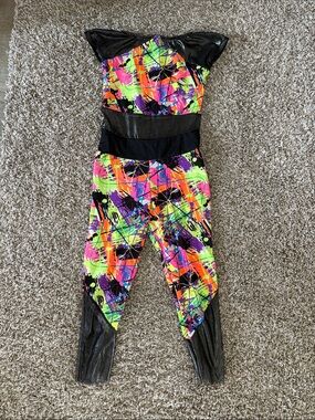 Neon Abstract Print Dance Costume